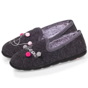 Chaussons charentaises Femme Gris chiné fantaisie