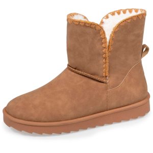 Bottines haute Femme imitation fourrure Camel