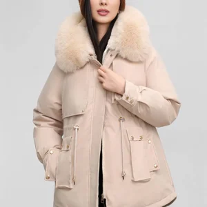 Cocolii mi-longue parka à capuche poches fermeture éclair manches longues femme casual oversized décontracté hiver doudoune