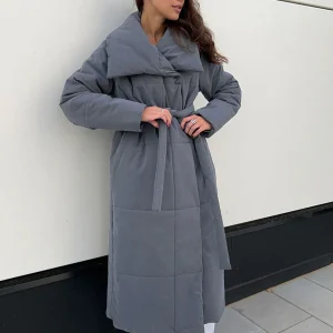 Cocolii doudoune longue femme hiver ceinturée manteau matelassé chaud col montant décontracté veste puffer élégante