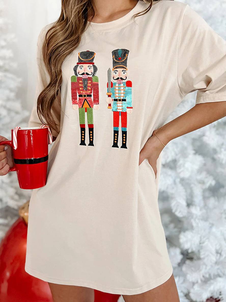 Cocolii t-shirt robe brillante paillette col rond manches courtes femme élégant décontracté noël robe de cocktail – Image 5