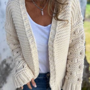 Cocolii cardigan en grosse maille manches longues femme élégant décontracté lâche oversized veste