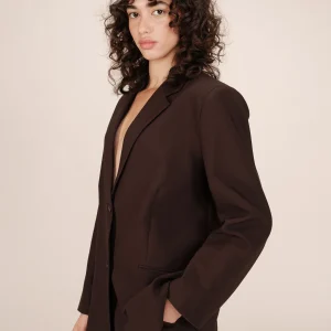 Blazer large droit chocolat Strong