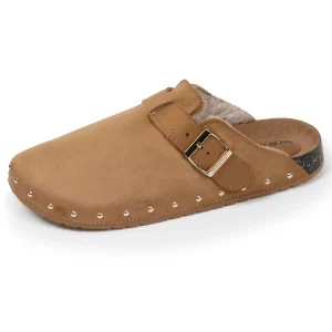 Sabots Femme fourrés Camel clous