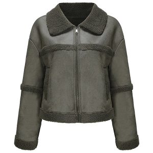 Blouson Aviateur Vert Femme